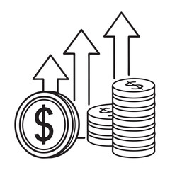 Stack coins money growth icon vector sign