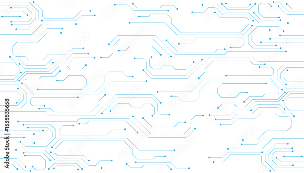 Aufkleber Blue circuit diagram on white background. High-tech circuit board connection system.Vector abstract technology on a white background.