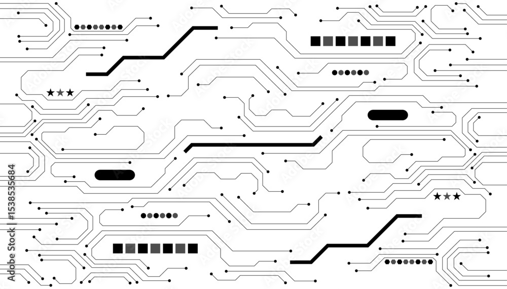 Fototapete computer communication cybernetic element. circuit board vector illustration. high-tech technology b