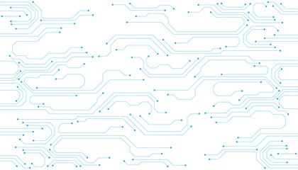 Blue circuit diagram on white background. High-tech circuit board connection system.Vector abstract technology on a white background.