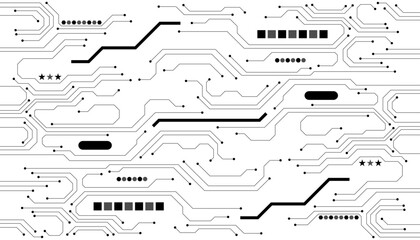 Computer communication cybernetic element. Circuit board vector illustration. High-tech technology background texture.