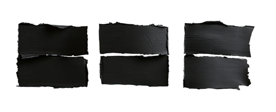 Torn, dark rectangles