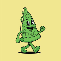 funny pizza slice walking