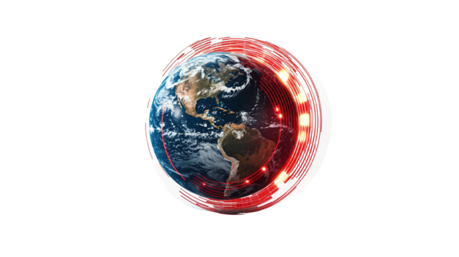 Earth futuristic technology digital global network connection concept