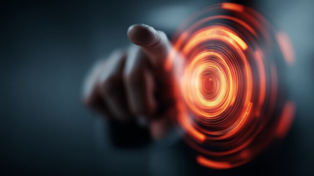 An abstract representation of technology with a hand touching a glowing digital interface.