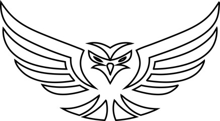 Outline eagle logo vector. Ideal for branding, sports, or military themes.