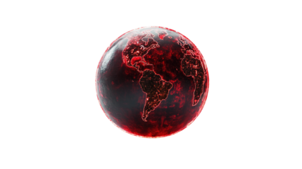 Apocalyptic Earth: A Glowing Red Globe Representing Environmental Crisis