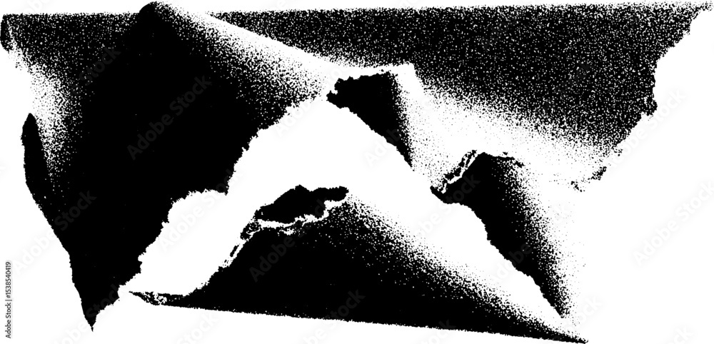 Poster abstract composition of torn paper and shadows in dramatic high contrast black and white