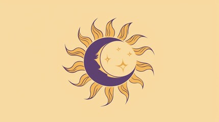 Sun and moon celestial design, graphic illustration, abstract art, background image, digital design