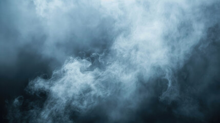Mysterious fog swirling in dark atmosphere creates ethereal and moody ambiance, evoking sense of intrigue and depth