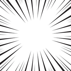 Fototapeta premium Manga comic explosion, motion or movement effect, vector background. Manga anime cartoon radial speed lines and abstract pattern for comic book burst, flash ray or explode bang action