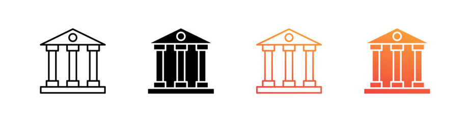 Bank Multiple Style Icon Set Vector 