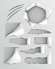 Torn Paper Realistic Transparent Set
