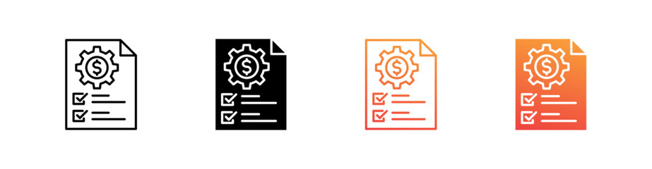 Financial Management Multiple Style Icon Set Vector 