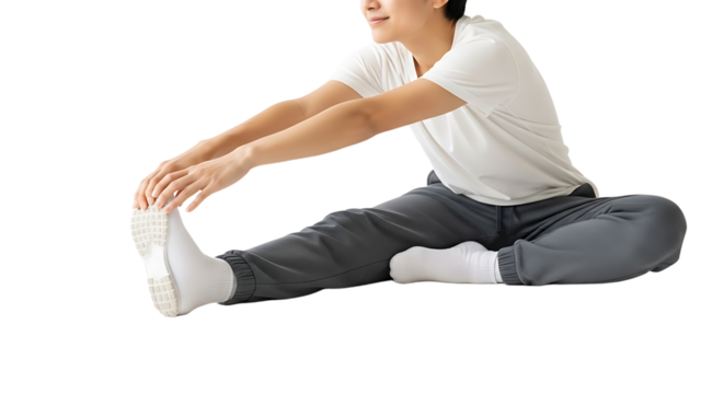 Person Stretching Legs Sitting on Floor in Studio