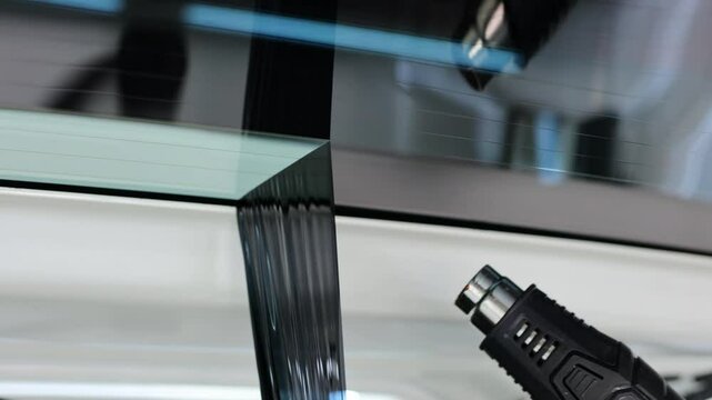Process remove protective tint film from car. Transparent protection for window vs sun.