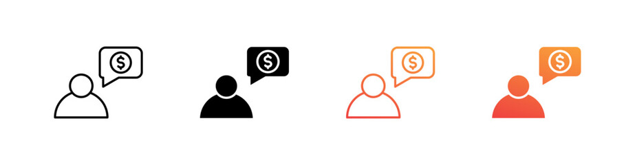 Financial Advisor Multiple Style Icon Set Vector 