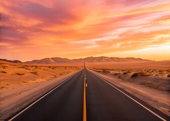 Stunning desert road at sunset captured in warm film inspired tones and impeccable clarity
