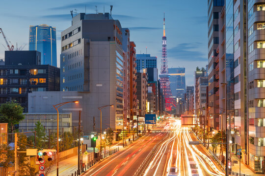 Tokyo, Japan with Tokyo Tower - Powered by Adobe