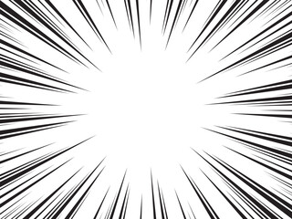 Naklejka premium Manga comic explosion, motion or movement effect, vector background. Manga anime cartoon radial speed lines and abstract pattern for comic book burst, flash ray or explode bang action