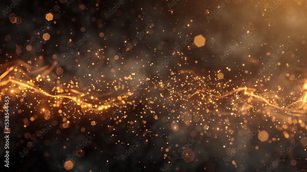 Poster mesmerizing display of glowing particles and flowing light creates sense of chaos and beauty in this