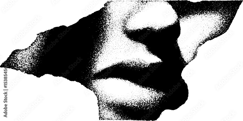 Poster abstract high contrast art featuring lips with textured design