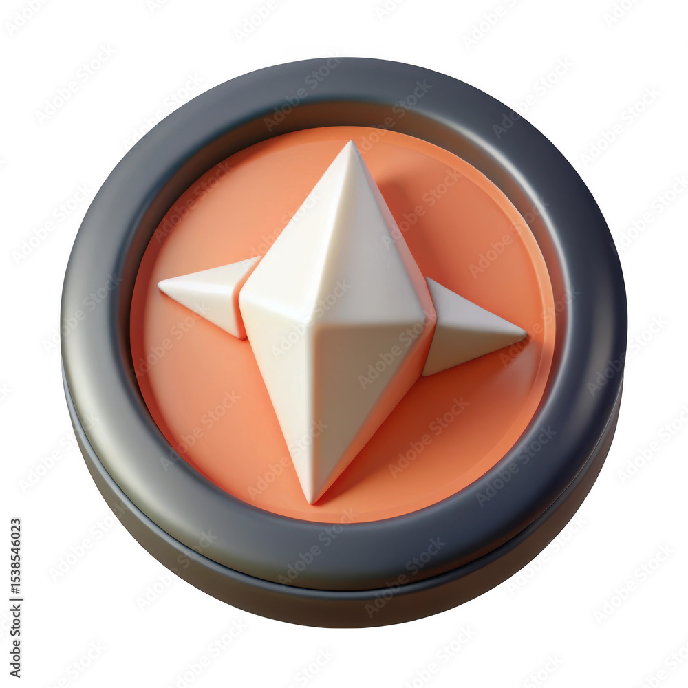 Poster 3d abstract geometric icon with coral background isolated on transparent background