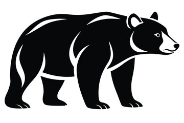 A strong black bear stands proudly with white markings around its face and body