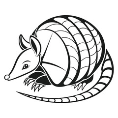 Bold armadillo art shows the mammal with stylized features and segmented shell
