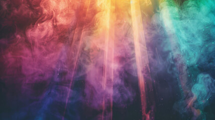 Obraz premium Colorful fog creates mesmerizing display of rainbow light streaks, evoking sense of wonder and chaos in atmosphere
