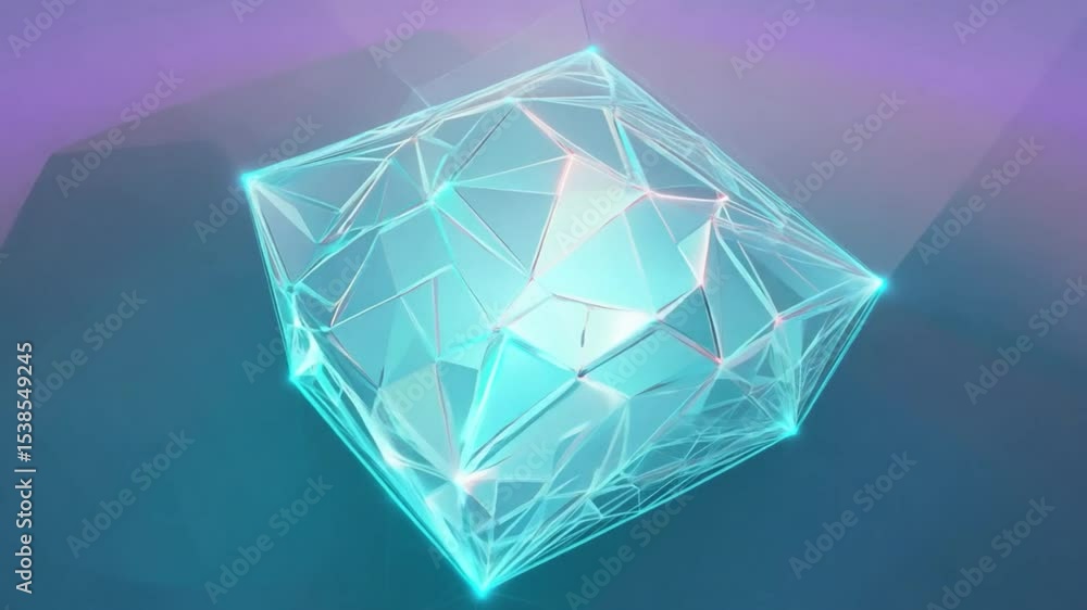 Poster geometric crystal design abstract with light effects and color gradients for modern digital artwork 
