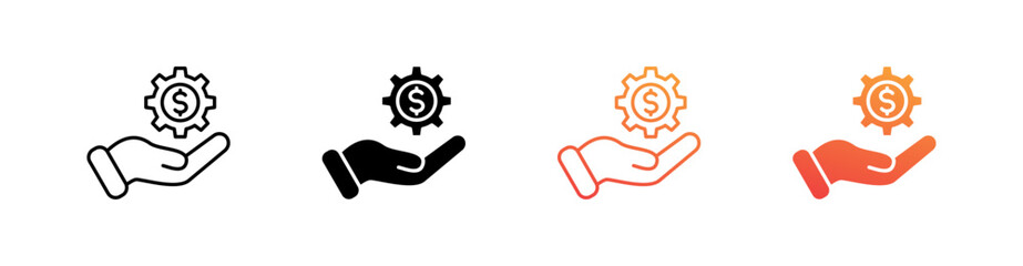 Money Management Multiple Style Icon Set Vector 