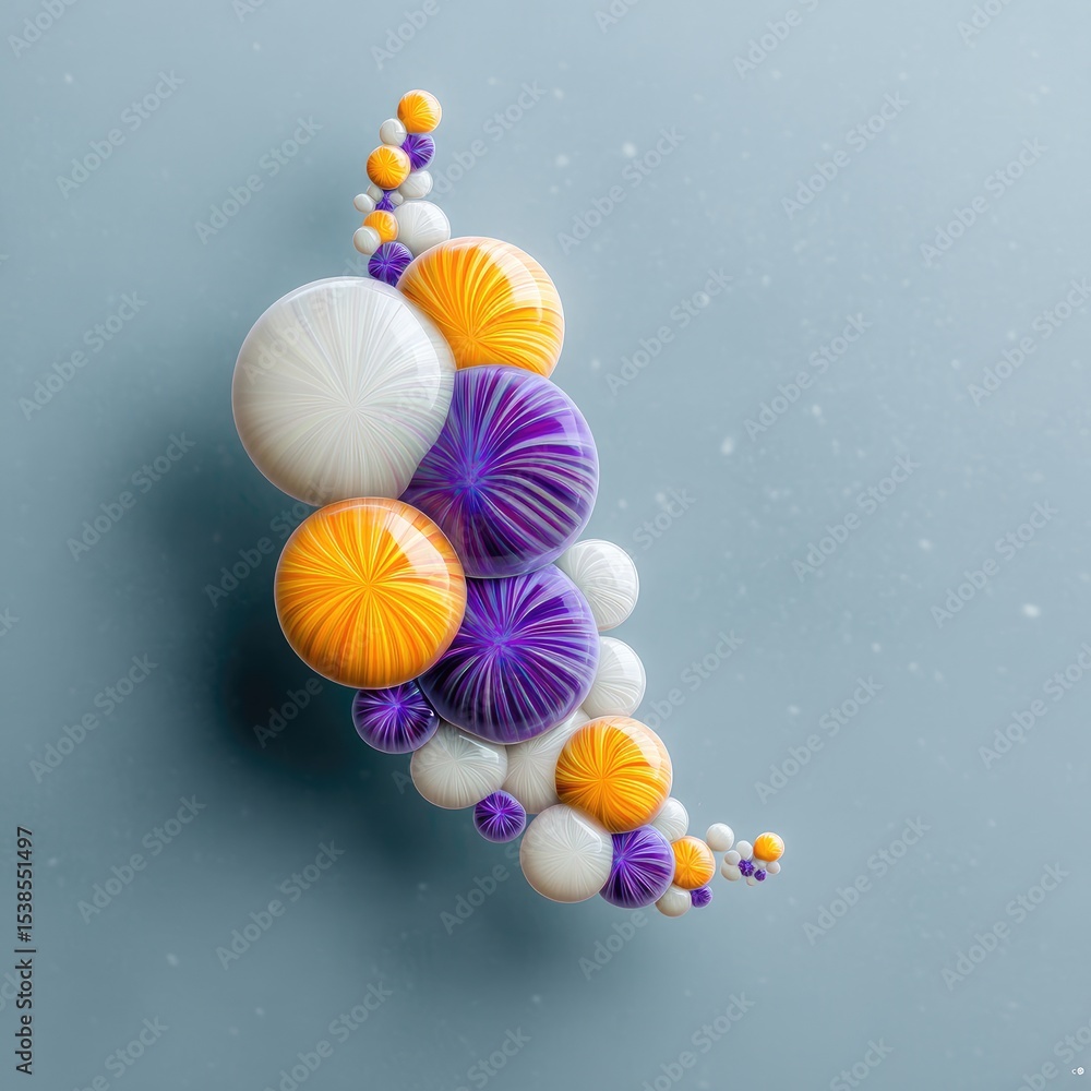 Poster abstract 3d rendering of floating gradient spheres