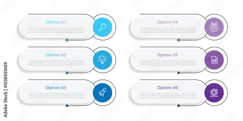 Poster business template presentation. management planning concept. 6 step process infographic vector eleme