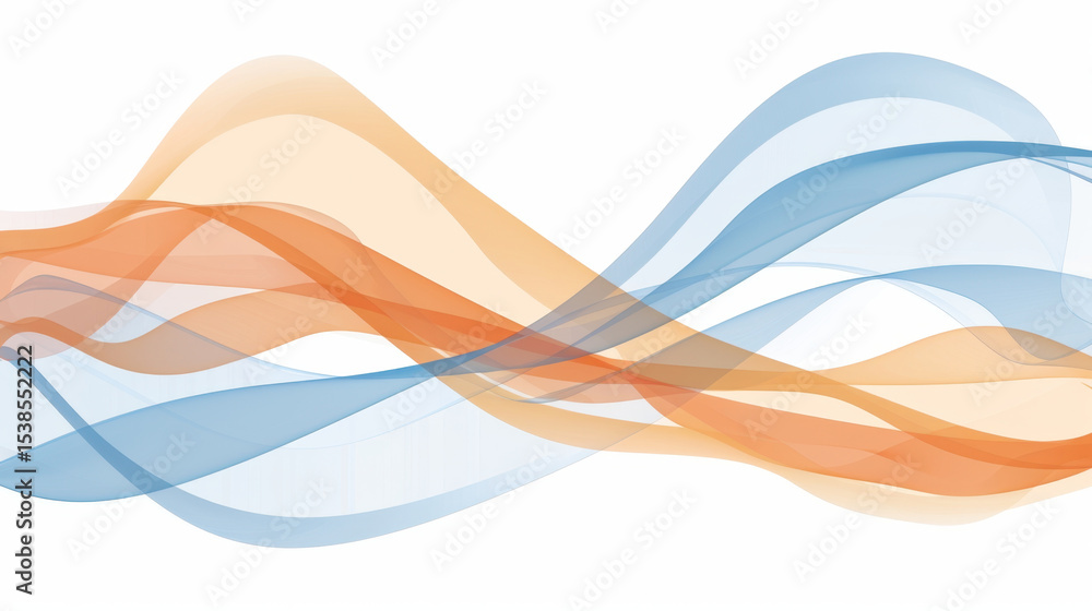 Poster abstract digital wave in flowing orange and blue colors creates serene and dynamic visual experience