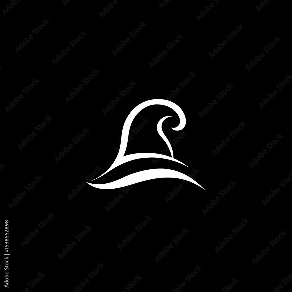 Poster an artistic wave symbol representing tranquility and power of the ocean, ideal for design and brandi