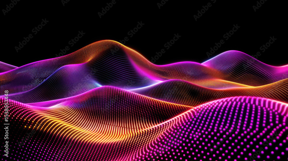 Poster futuristic abstract waves with glowing lights create mesmerizing visual experience, showcasing vibra