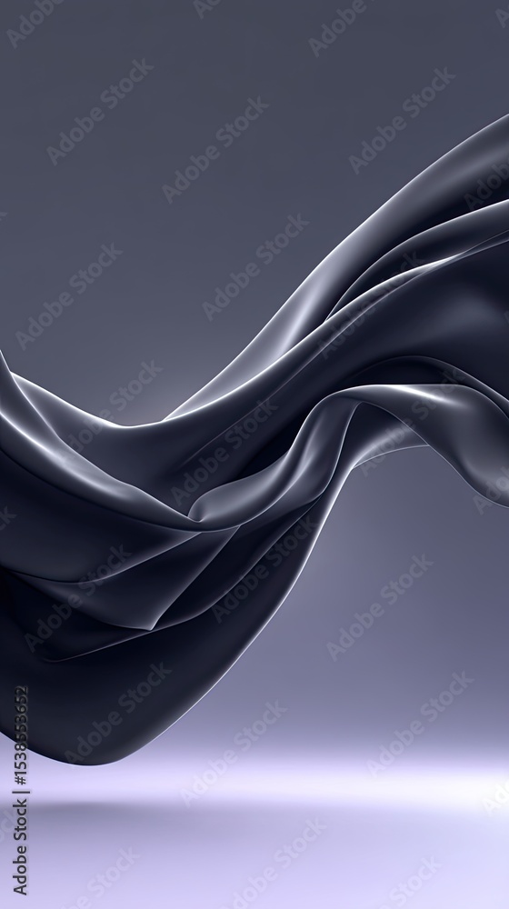 Poster abstract black fabric drape with smooth curves and matte texture
