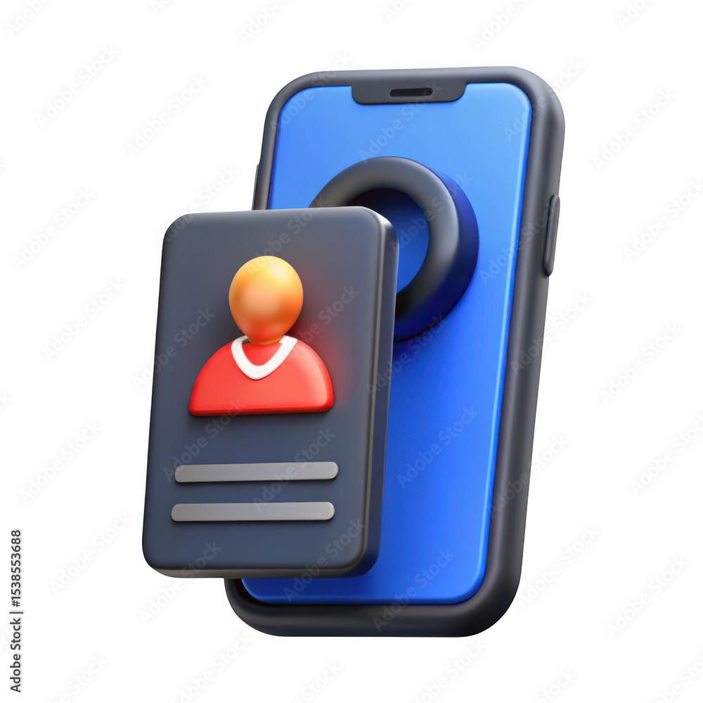 Aufkleber 3d realistic smartphone user profile icon isolated on transparent background