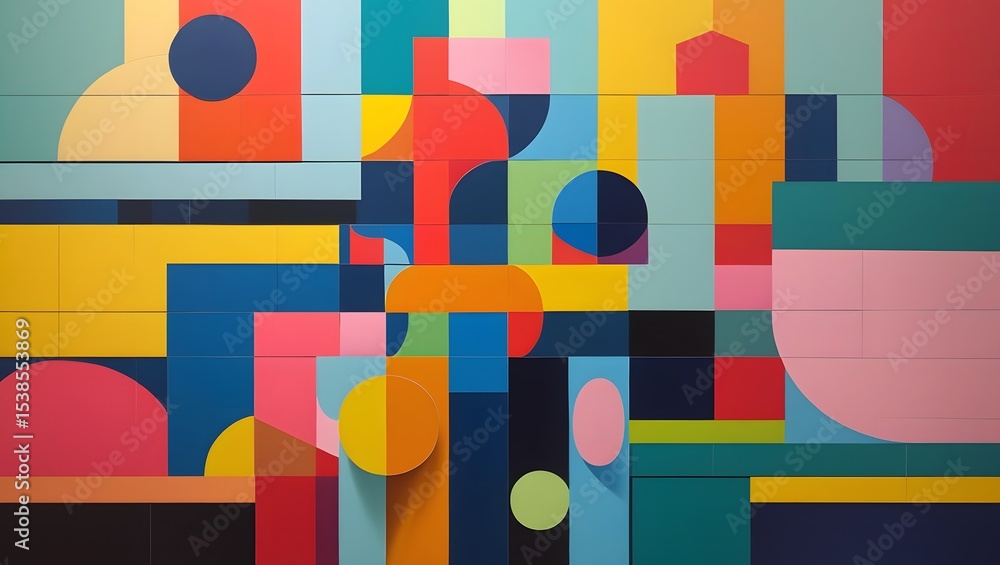 Poster vibrant geometric abstract with bold colors and shapes modern art inspired background for creative p