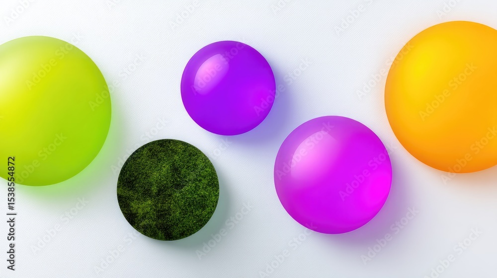 Poster abstract colorful gradient circles on textured background