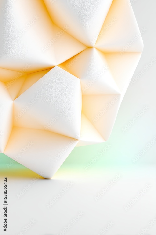 Poster abstract cream polygon mesh with soft lighting