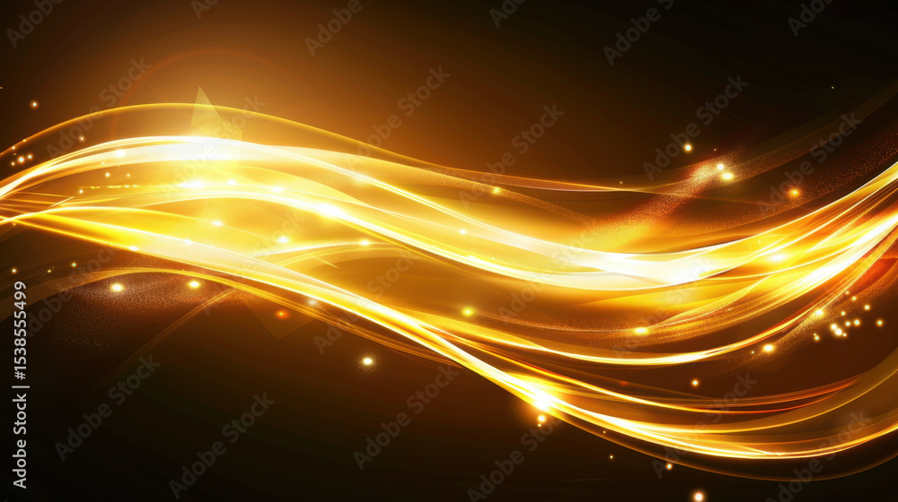 Poster elegant abstract wave lines flowing smoothly across dark background, creating sense of movement and 