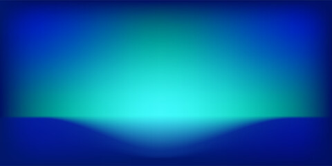 Blue-green gradient studio room, abstract background pattern, walls and floor reflect neon lights, dark tones and feel  speed of digital technology connected blue-green background. Future technology.