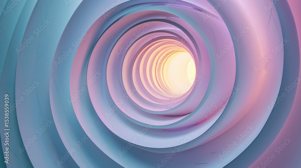 Poster mesmerizing gradient circle with overlapping layers in soft tones creates captivating visual experie