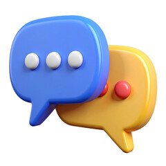 Chat bubbles in blue and yellow colors, featuring dots to indicate conversation. cut out. transparent background