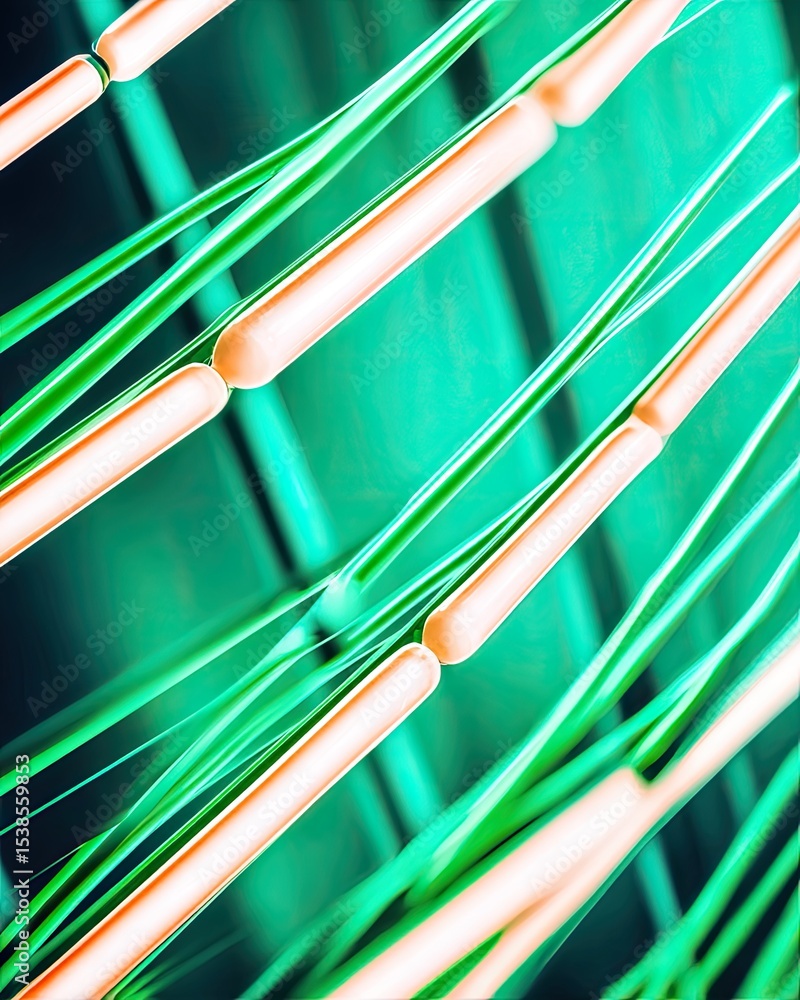 Poster abstract green light bars floating with soft rotation