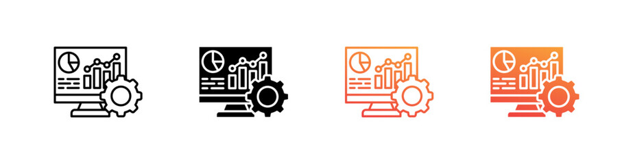 Data Management Multiple Style Icon Set Vector 
