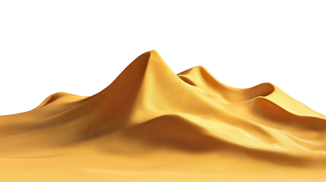 Abstract sand dunes landscape with dynamic lighting against a black background