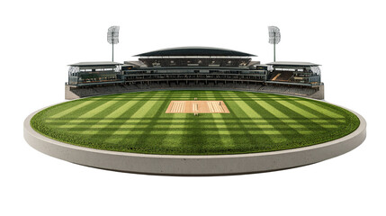 Detailed 3D Rendering of a Cricket Stadium on a Black Background Setting